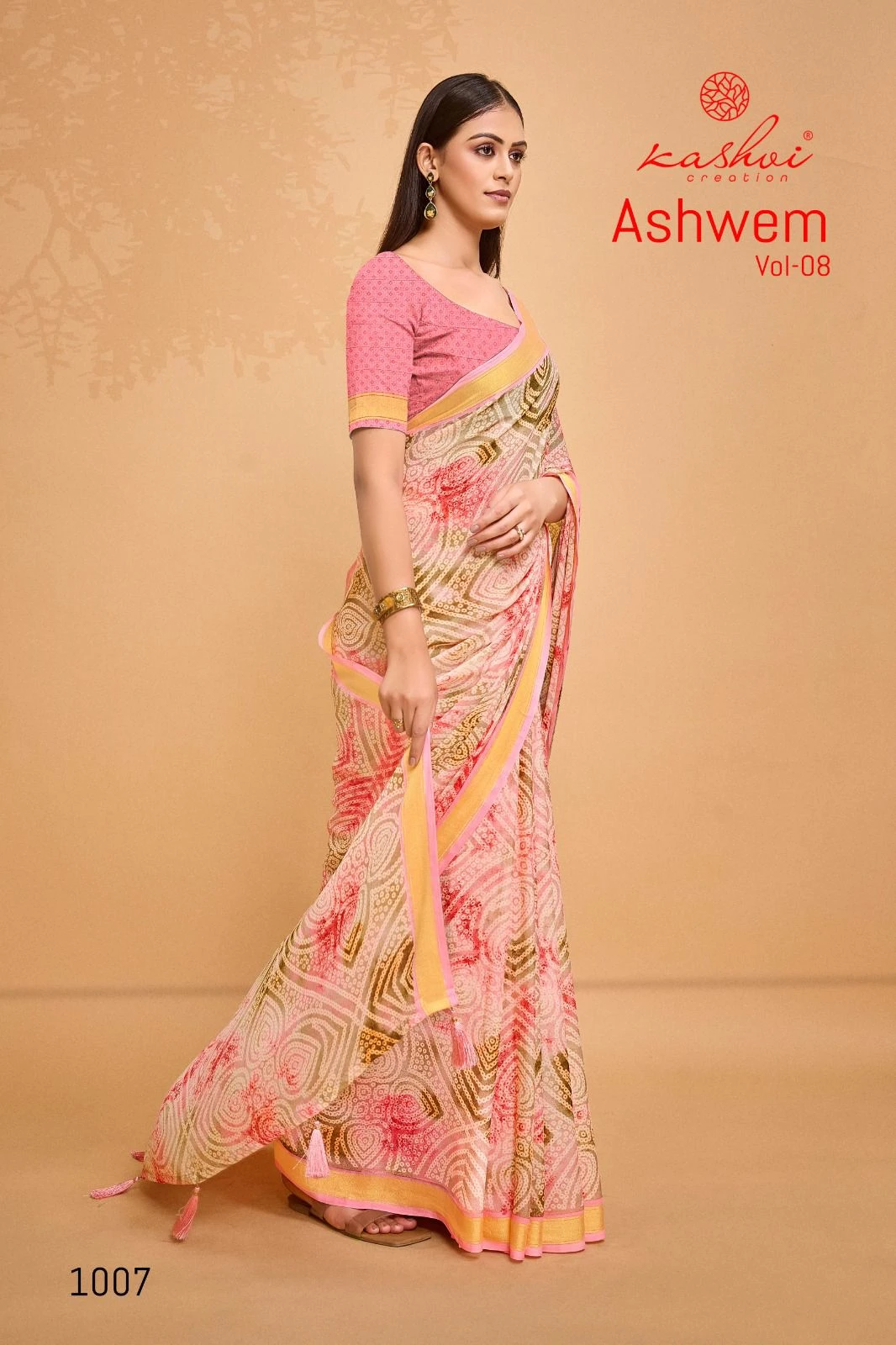 Kashvi Creation Ashwem Vol 08 Dull Moss Wholesale Fancy Sarees Catalog — Wholesale Sarees, Kashvi Creation wholesale from Surat — view 4